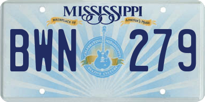 MS license plate BWN279