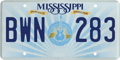 MS license plate BWN283