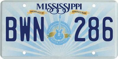 MS license plate BWN286