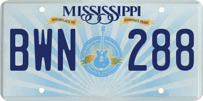 MS license plate BWN288