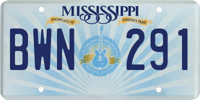 MS license plate BWN291