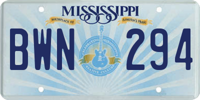 MS license plate BWN294