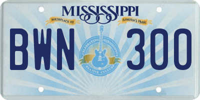 MS license plate BWN300