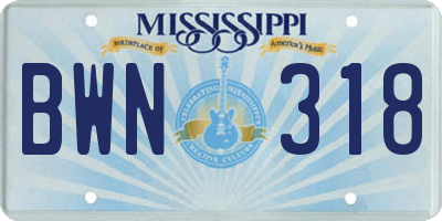 MS license plate BWN318