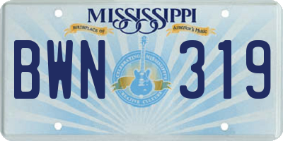 MS license plate BWN319
