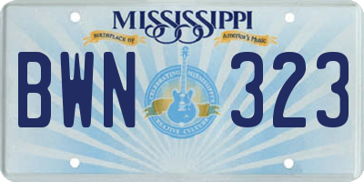MS license plate BWN323