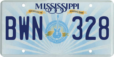 MS license plate BWN328