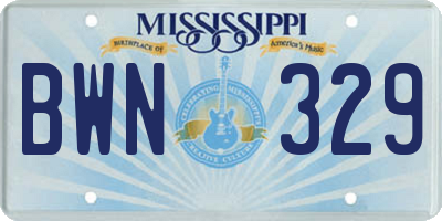 MS license plate BWN329