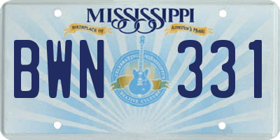 MS license plate BWN331