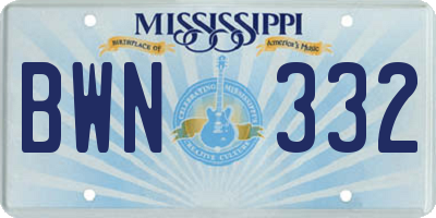 MS license plate BWN332