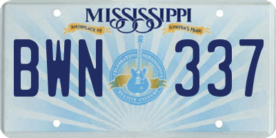 MS license plate BWN337