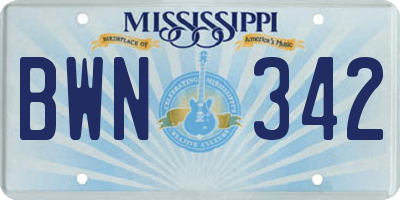 MS license plate BWN342