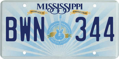 MS license plate BWN344