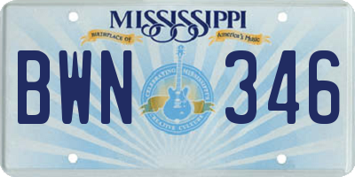 MS license plate BWN346