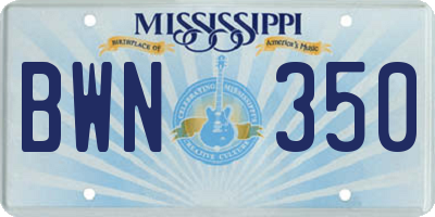 MS license plate BWN350