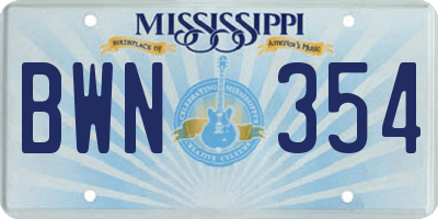 MS license plate BWN354