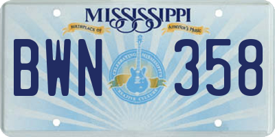 MS license plate BWN358