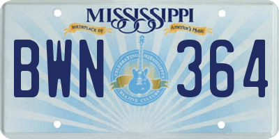 MS license plate BWN364