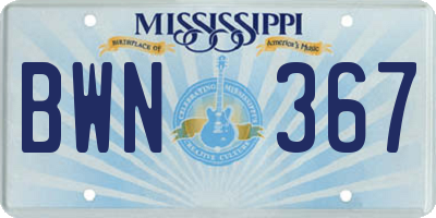 MS license plate BWN367
