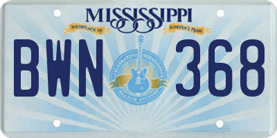 MS license plate BWN368