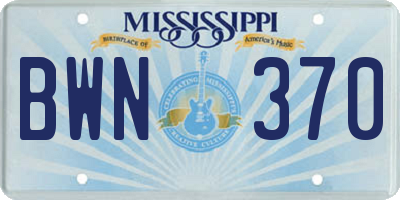 MS license plate BWN370