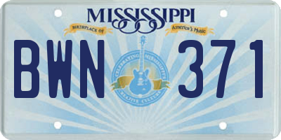 MS license plate BWN371