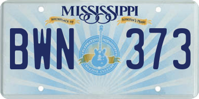 MS license plate BWN373