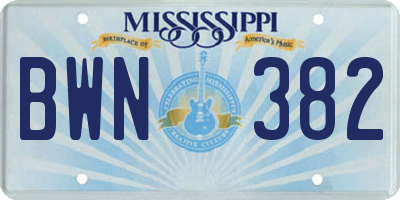 MS license plate BWN382