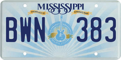 MS license plate BWN383
