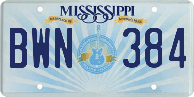MS license plate BWN384
