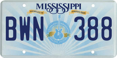 MS license plate BWN388
