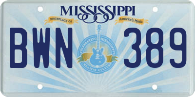 MS license plate BWN389