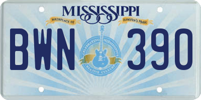 MS license plate BWN390