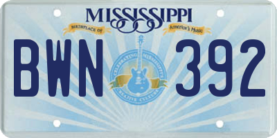 MS license plate BWN392