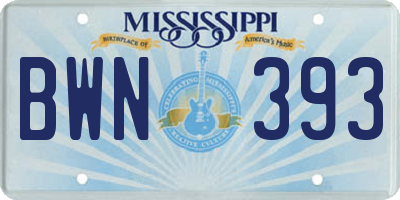 MS license plate BWN393