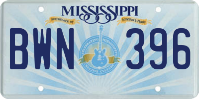 MS license plate BWN396