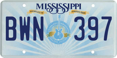 MS license plate BWN397