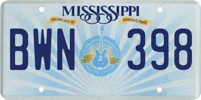 MS license plate BWN398