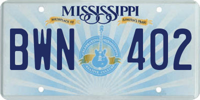 MS license plate BWN402