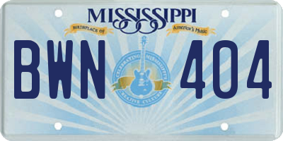 MS license plate BWN404