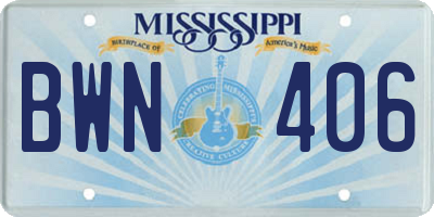 MS license plate BWN406