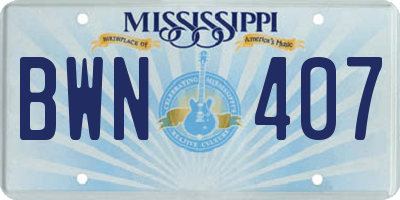 MS license plate BWN407
