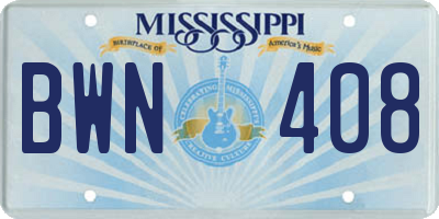 MS license plate BWN408