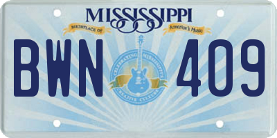 MS license plate BWN409