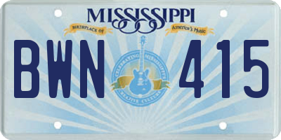 MS license plate BWN415