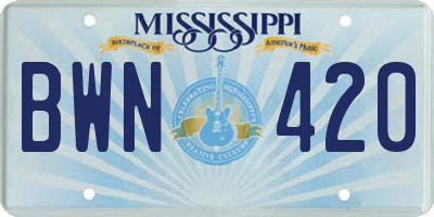 MS license plate BWN420