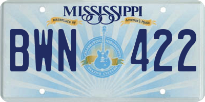 MS license plate BWN422