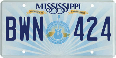 MS license plate BWN424