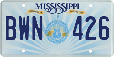 MS license plate BWN426