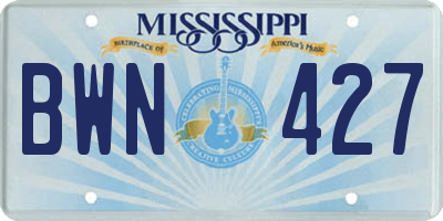 MS license plate BWN427